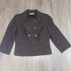 ANTONIO MELANI Brown Tweed Blazer with Gold-Tone Buttons